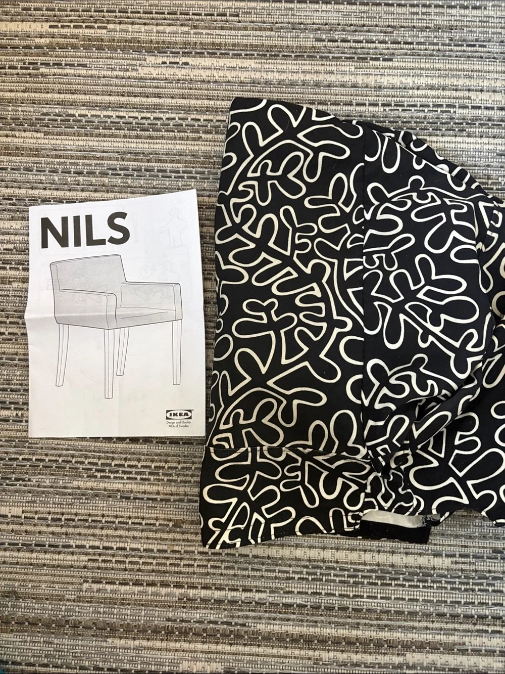 IKEA NILS Black and White Abstract Line Chair Cover